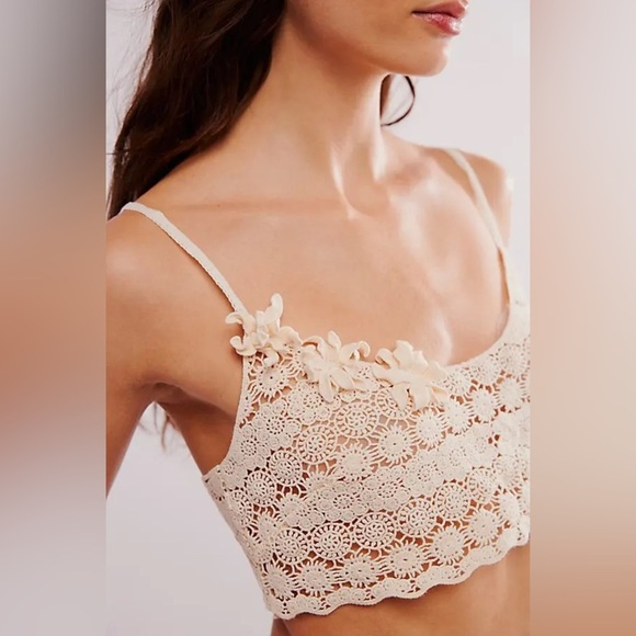 *NWOT* Free People Gypset Crochet Longline Bralette - Ivory - Picture 2 of 5